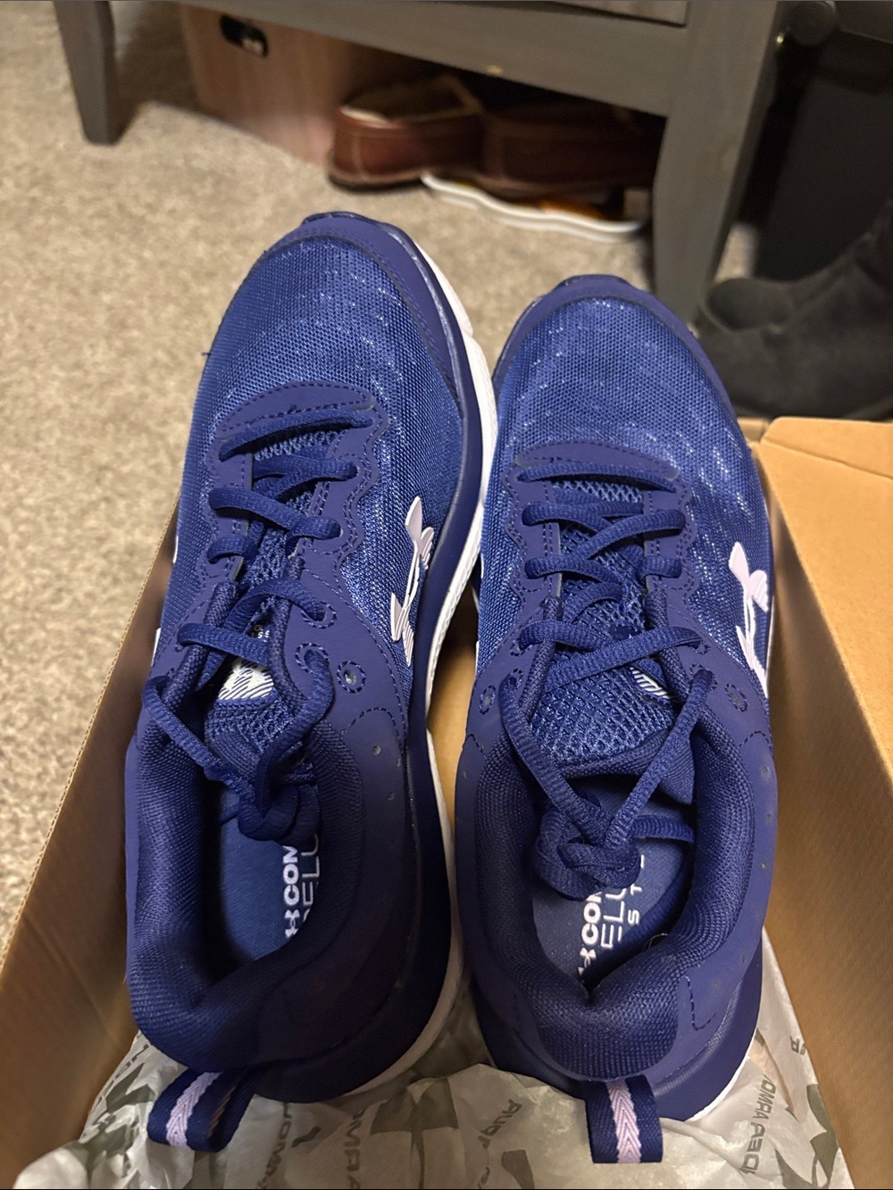 Under Armour Navy Blue Athletic Lace-Up Sneakers Europe 40, 8.5 men’s, 10 women